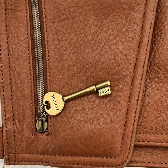 Fossil 75082 Envelope Camel Boho Leather Travel Crossbody Messenger Bag - Picture 9 of 12